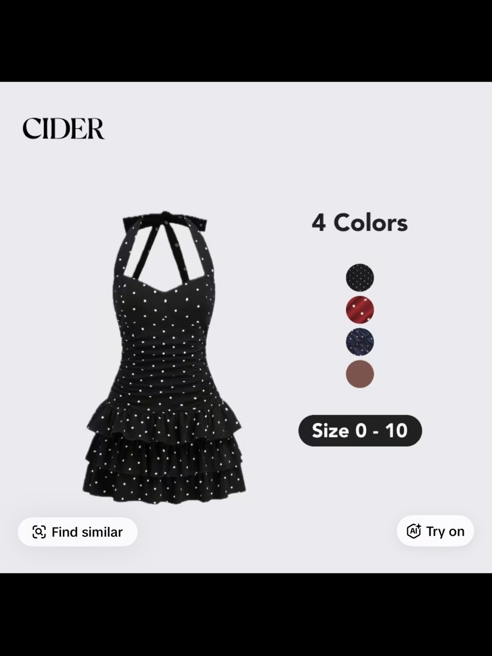 Cider Black Polka Dot Halter Tiered Mini Dress